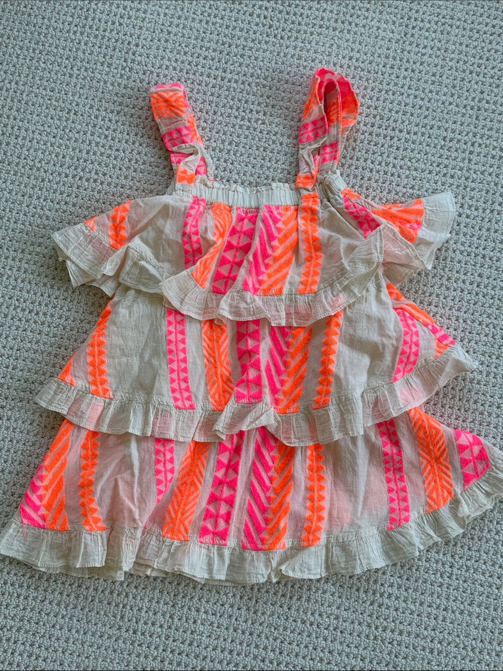 Devotion TWINS Neon Pink & Neon Orange Tiered Ruffle Camisole